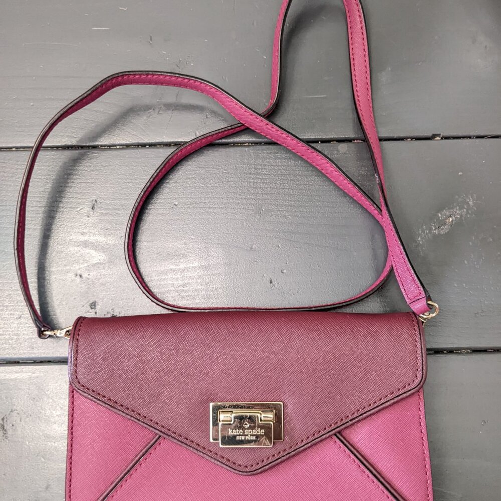 Kate Spade Purple burgundy convertible crossbody handbag